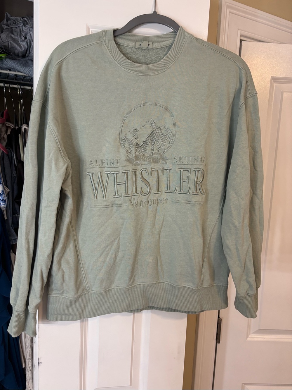 Garage Ski Whistler Embroidered Crewneck Sweater - Sage Green